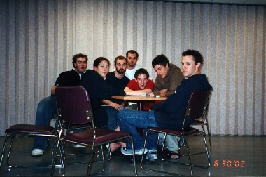 Game of cards at work - Ev, Kathy, me, Doug, Scott, Adrian, and Ray